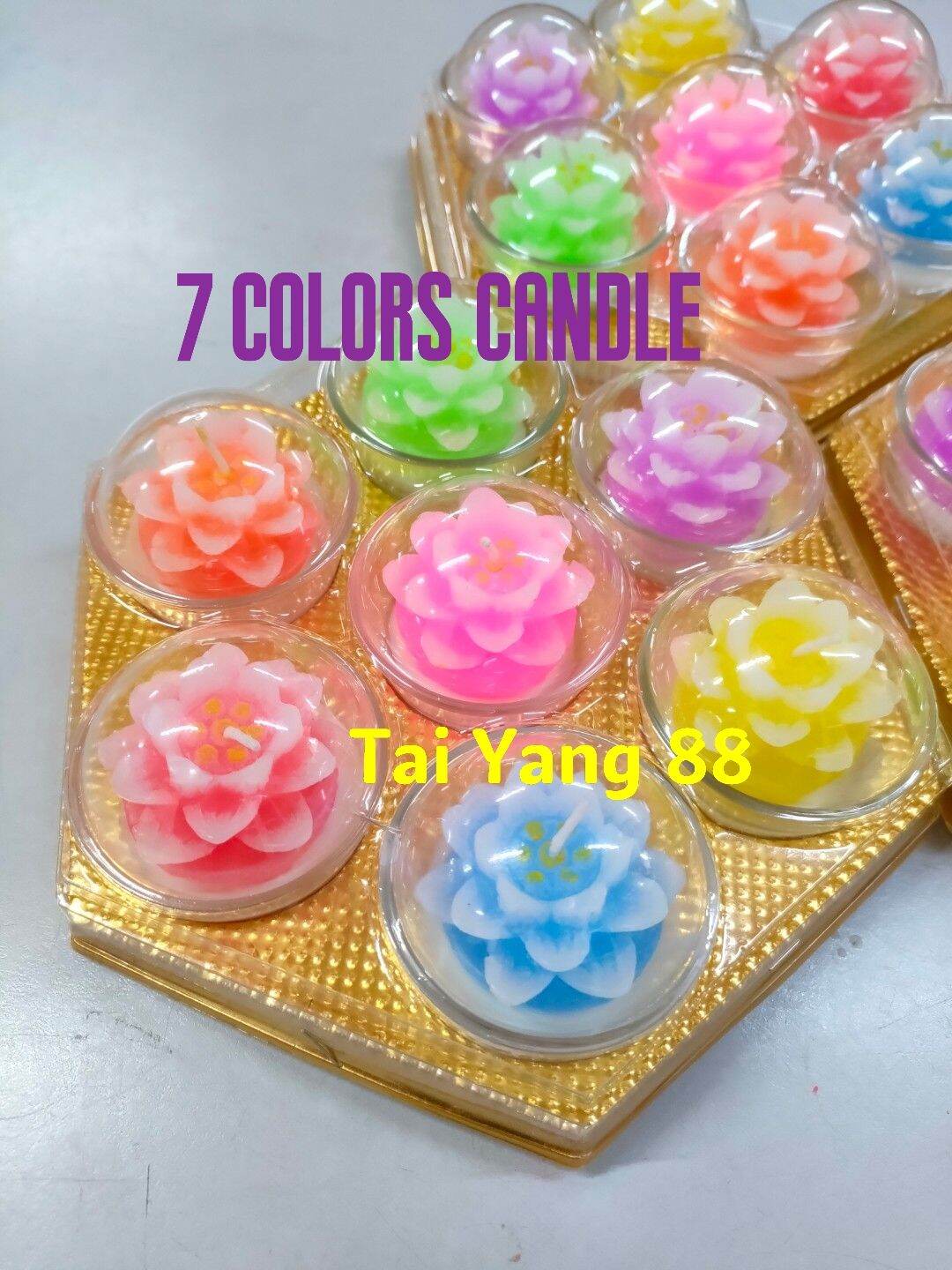 七色莲花宝灯seven Color Candle Lotus 七彩宝莲灯酥油蜡烛供佛七彩莲花蜡烛灯酥油灯佛灯供佛蜡烛 Lazada