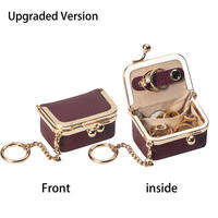 Royal Bagger Genuine Leather Mini Jewelry Box & Coin Purse Solid Color Kiss Lock Change Pouch Casual Style Small Storage Bag for Women 1894
