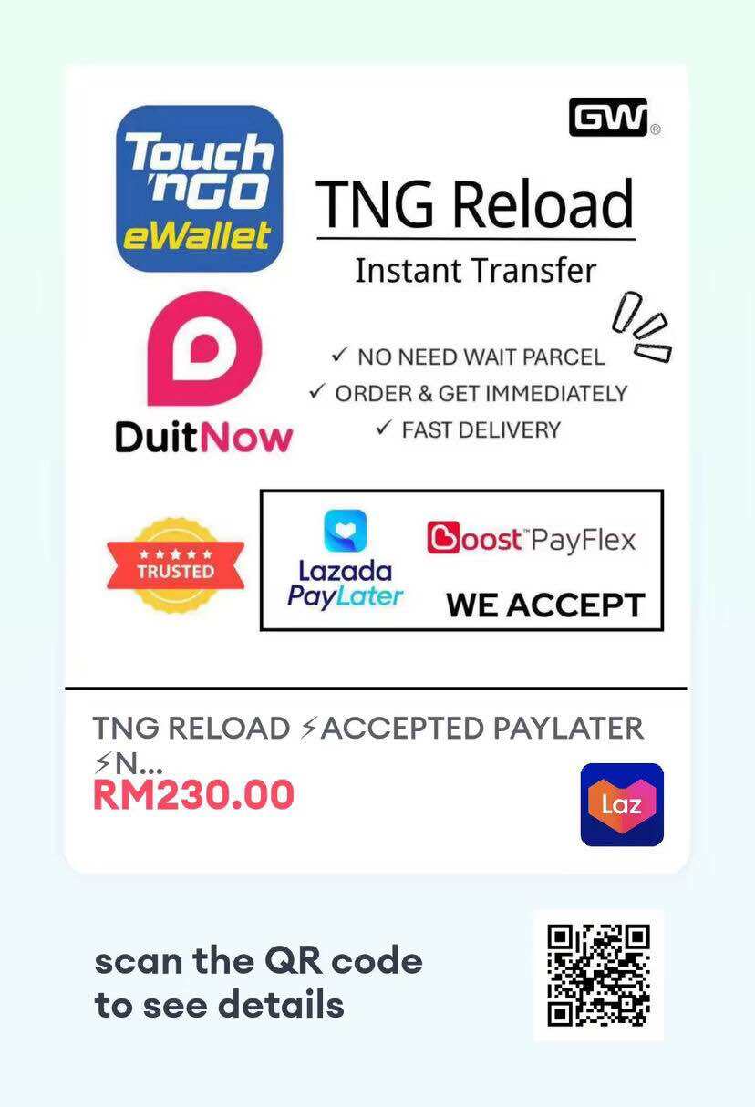 TNG RELOAD ⚡️ACCEPTED PAYLATER ⚡️NO NEED WAIT PARCEL⚡️⚡️DUITNOW FAST TOP UP⚡️⚡️