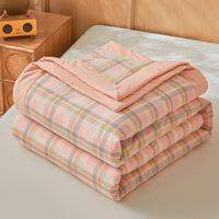 Dansunreve Plaid Quilt Blanket Japanese Style Thin Quilt Washed Cotton Soft Air conditioner Quilt Single Queen King