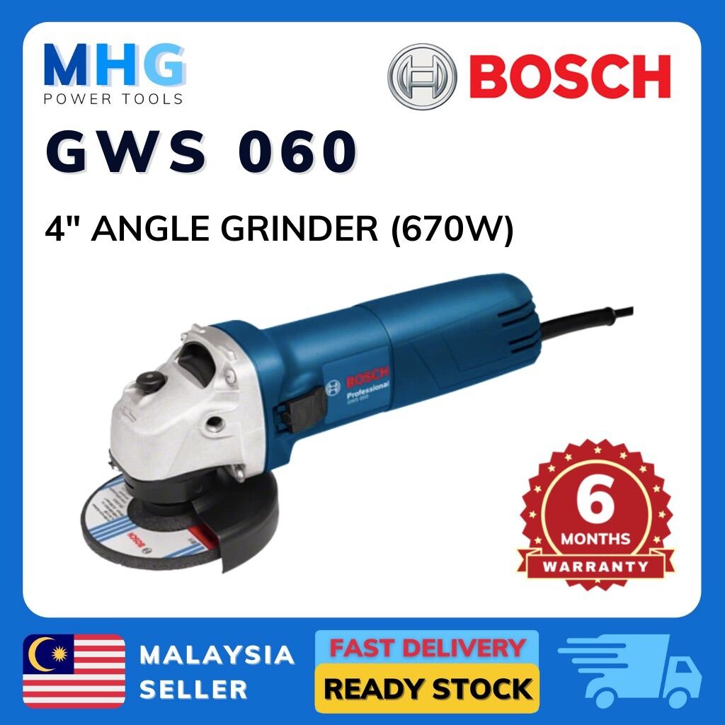 BOSCH GWS 060 4" Angle Grinder 670W / Mesin Pencanai GWS 060 MHG