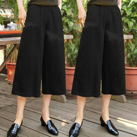 Lieoyuarn | Loose Breathable Cotton Linen Culotte Pants