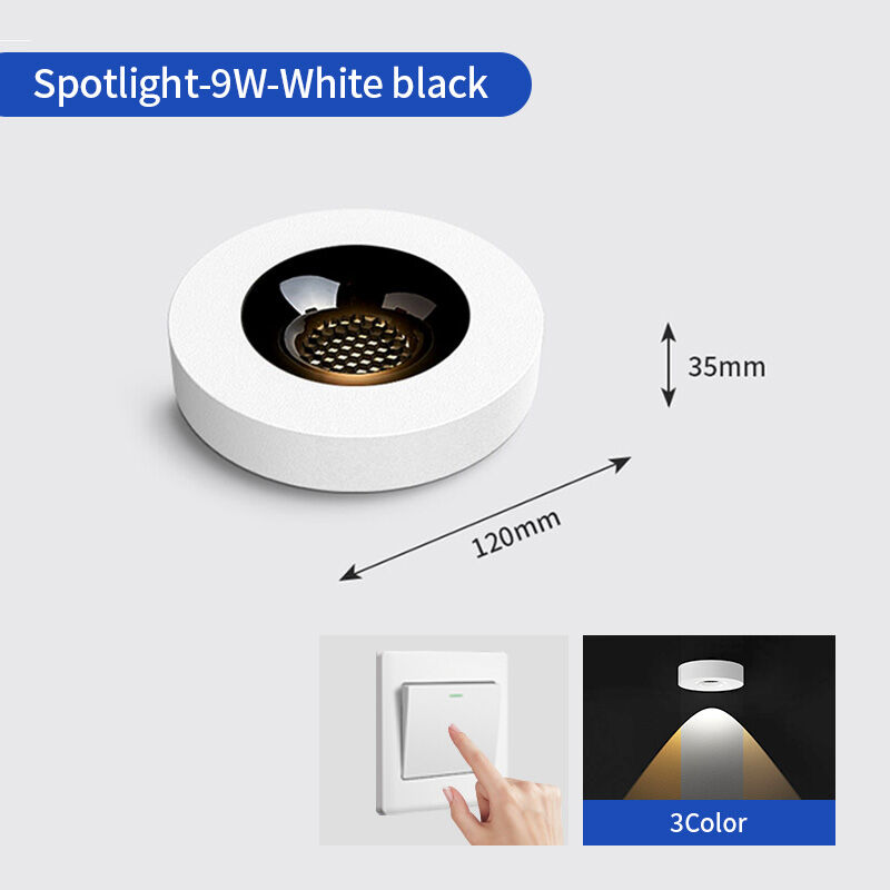 Modern 3 Color Downlight Surface Mounted Ultra-thin 9W Anti-glare No Flicker RA98 Eye Protection Spotlight LED Ceiling Light