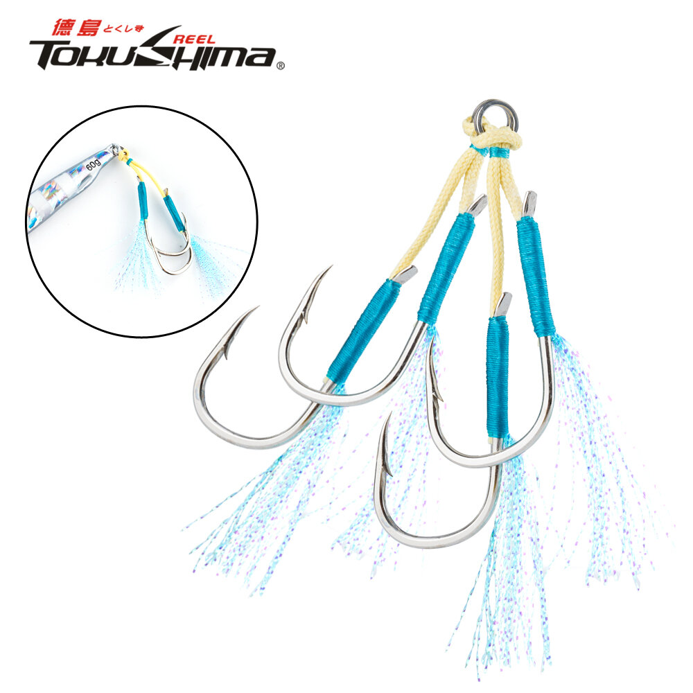 1Pc Jig Lure Assist Hook Sea Water Slow Jigging Double Barbed High Carbon Steel Fishing Hook For Sea Fishing ราคา 8 บาท*ส่งฟรี