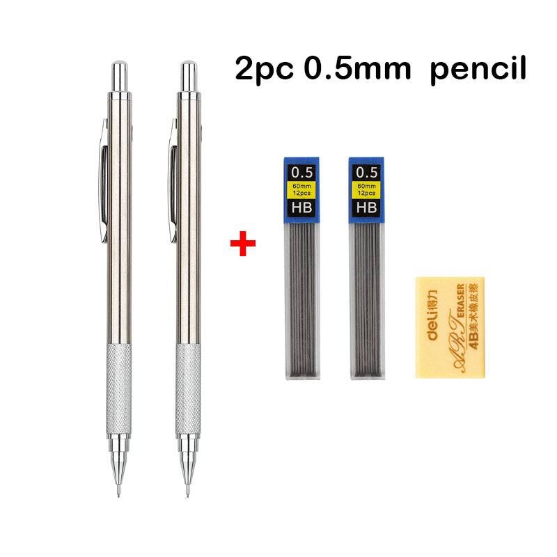 Mechanical Pencil Set 0.3 0.5 0.7 0.9 1.3 2.0mm Full Metal Art Drawing ...