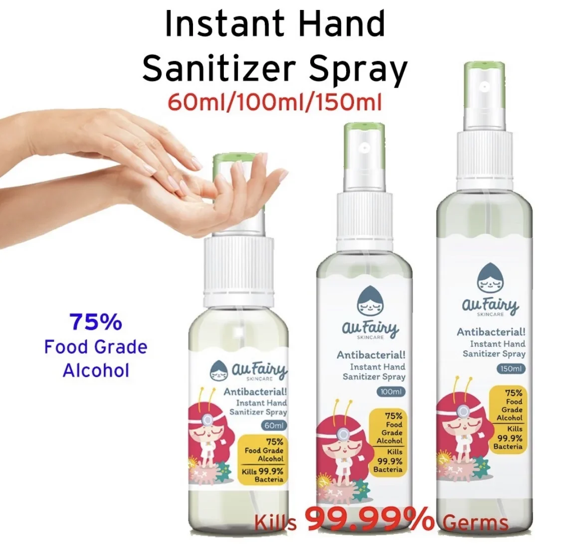 Au Fairy Antibacterial Hand Sanitizer Spray 60ml / 100ml / 150ml