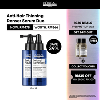 [10.10 EXCLUSIVE FROM 9TH OCT 8PM] L’Oreal Professionnel Serie Expert Serioxyl Advanced Denser Hair Serum for Thinning Hair 90ml Duo Set