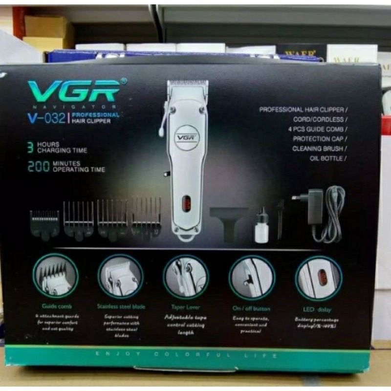 ORIGINAL VGR V-032 STEEL CORDLESS CLIPPER PROFESSIONAL HAIR TRIMMER_voghion.com