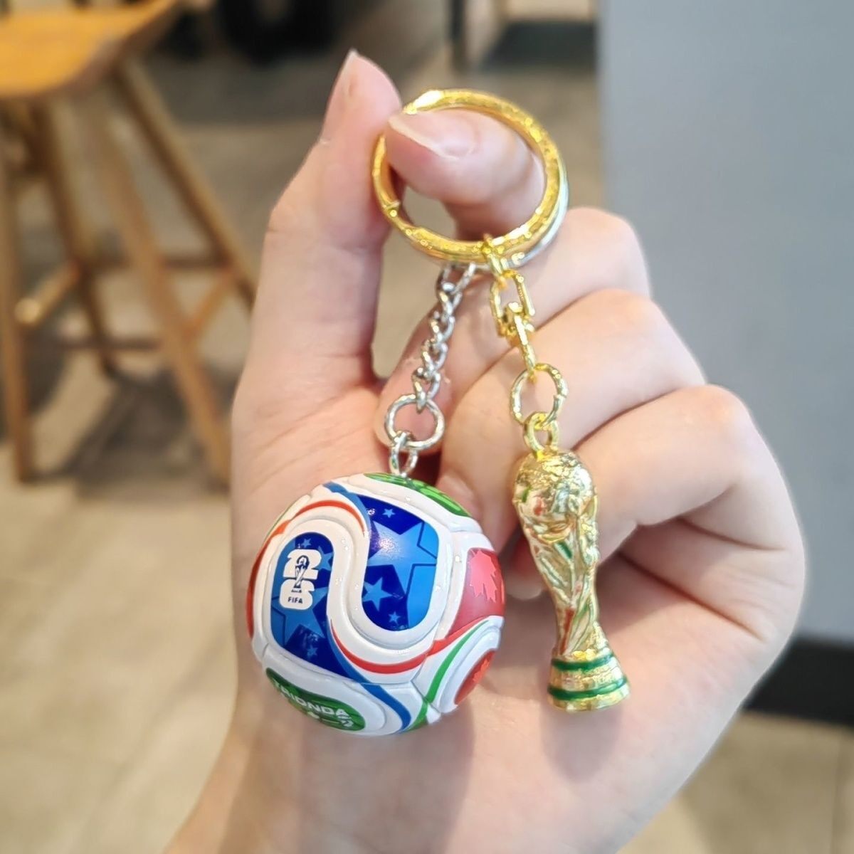 2026 FIFA World Cup Soccer + Trophy Keychain Gantungan Kunci Sports Souvenir Creative Small Gift