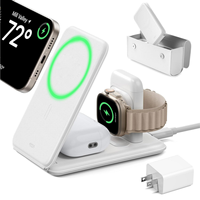 ESR 15W แท่นชาร์จ 3-in-1 สำหรับชาร์จไร้สายพร้อม MagSafe CryoBoost ผลิตสำหรับชาร์จไร้สาย MagSafe ที่ได้รับการรับรองจาก Apple สถานีชาร์จ 15W สำหรับ iPhone 18/17/16/15/14/13 Apple Watch/AirPods Pro ที่ชาร์จพร้อมระบบระบายความร้อนสำหรับโทรศัพท์