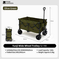MOBI GARDEN Camping Wagon Folding Trolley 190L Cart Large Capacity Luggage Handle Travel Shopping Outdoor