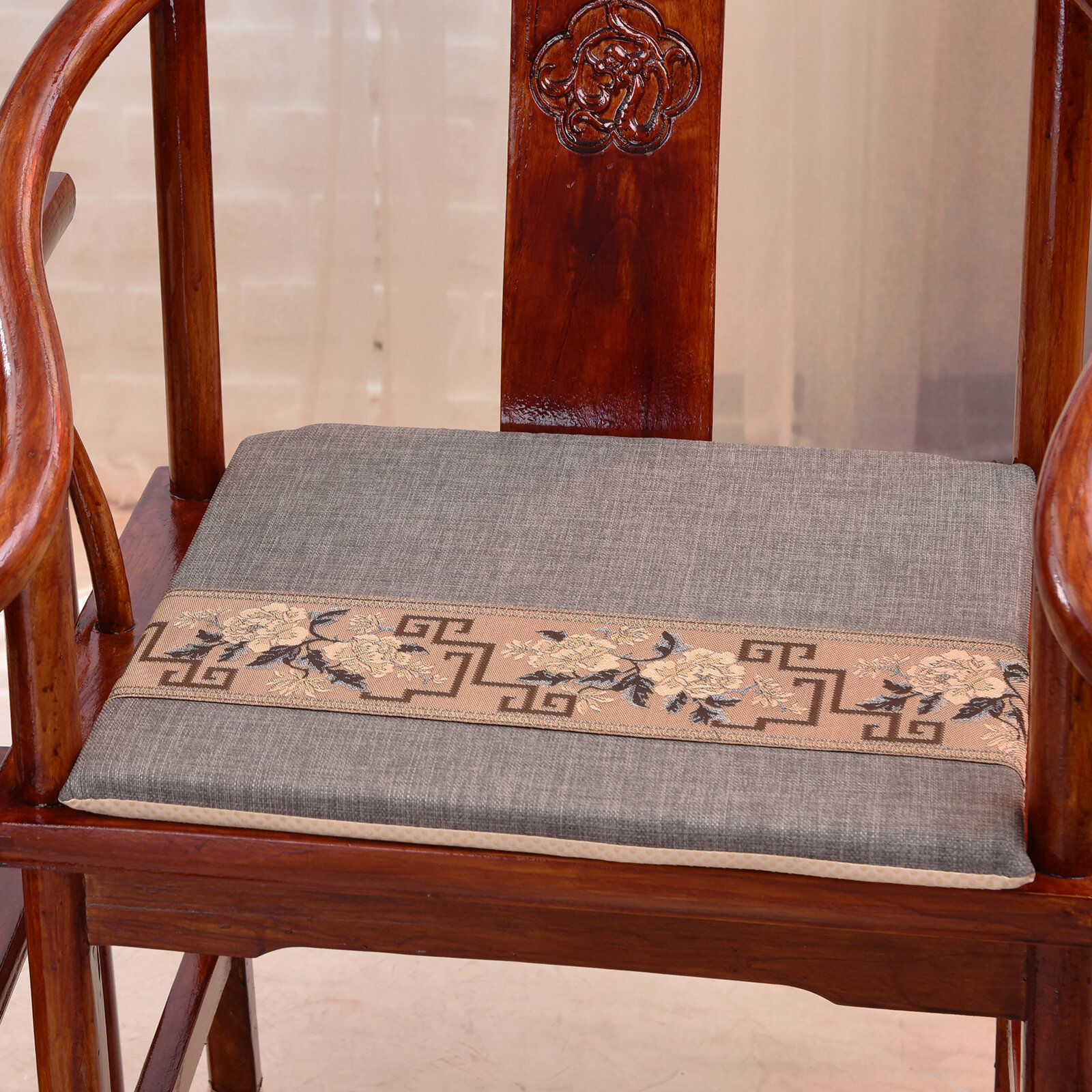 New Chinese Style Rosewood Chair Pad Classical Circle Chair Master Chair Solid Wood Sofa Seat Pad High Density Sponge Pad Four Seasons Universal