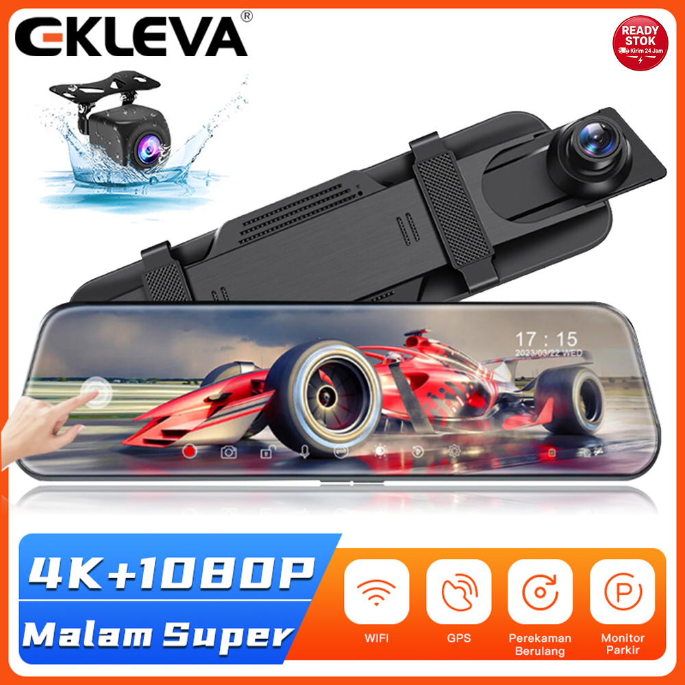 EKLEVA 10 Inch 4K Mirror Dash Cam for Cars with Full Touch Screen, Waterproof Backup Camera Rear View Mirror Camera, Enhanced Night Vision, Parking Assistance ราคา 2,588 บาท*ส่งฟรี