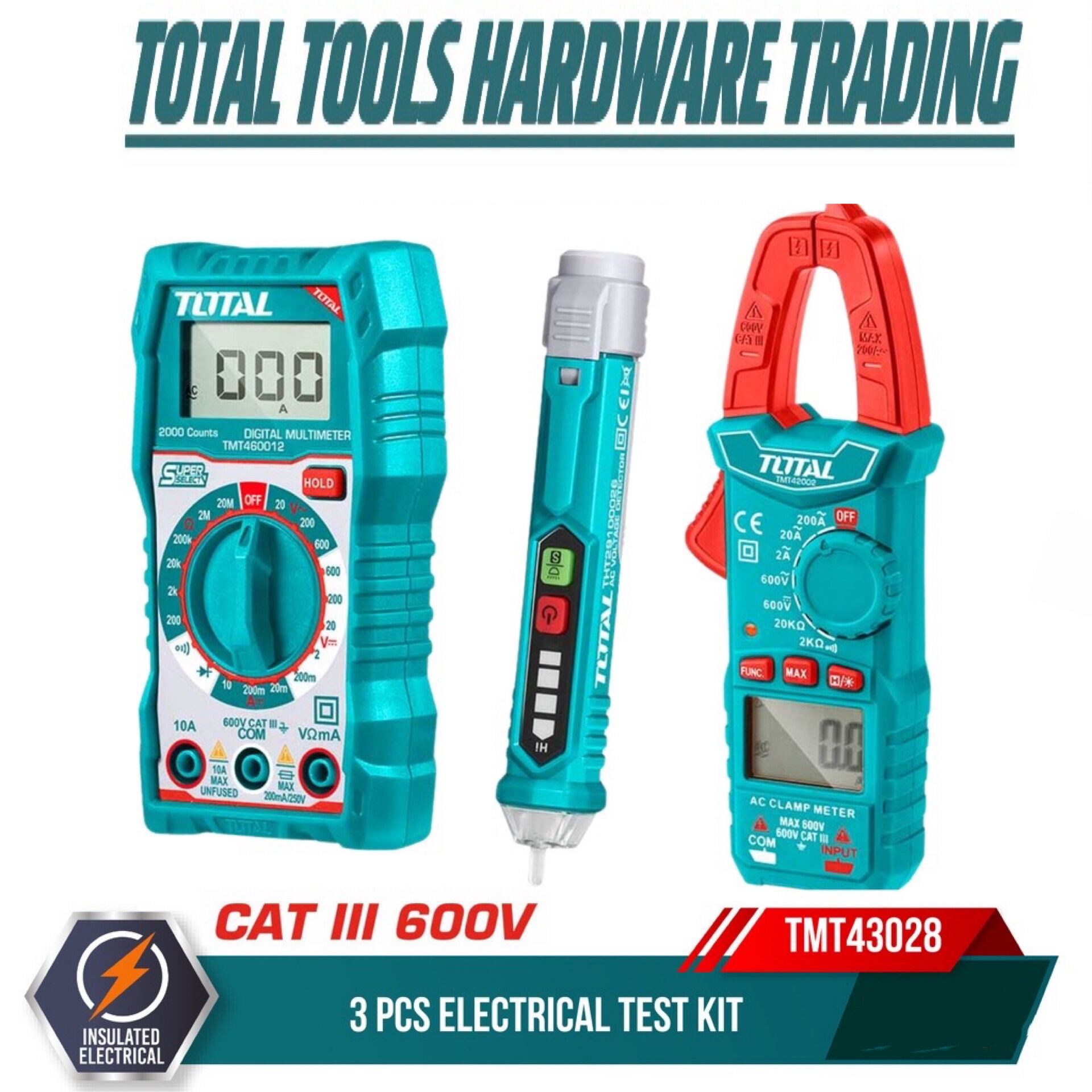 TOTAL Electrical test kit / Digital Multimeter + Digital AC Clamp Meter