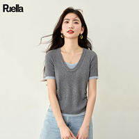 puella | Design U-neck Color Block Waist Accentuating Slim Fit T-shirt