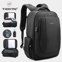 พอร์ต USB 3143 Tigernu ความจุขนาดใหญ่ป้องกันการโจรกรรมกันน้ำกระเป๋าสะพายเดินทางผู้ชายกระเป๋าแล็ปท็อป15-17นิ้ว