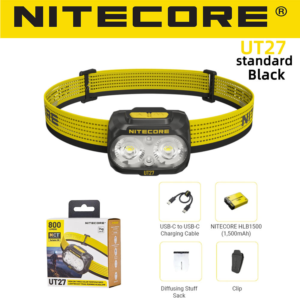NITECORE UT27 Hiking Light Headlight Headlamp 800 Lumens Dual Beam Running Powerful Work Light Flashlight Camping Headlamp USB-C Rechargeable HLB1500 Battery IP66 Waterproof for Trail Running Camping Hiking