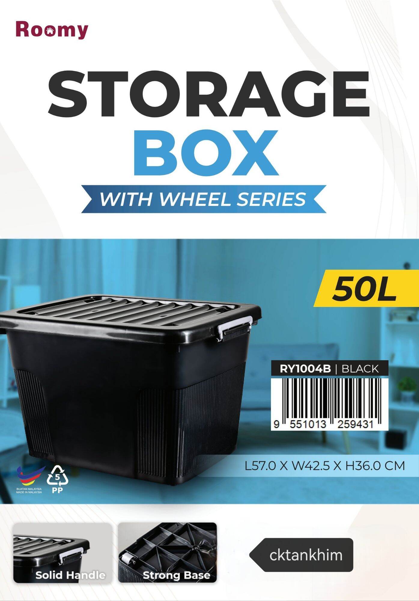 Storage Box 50liter With Wheelskotak Simpanan Dengan Rodabox Lazada 6665