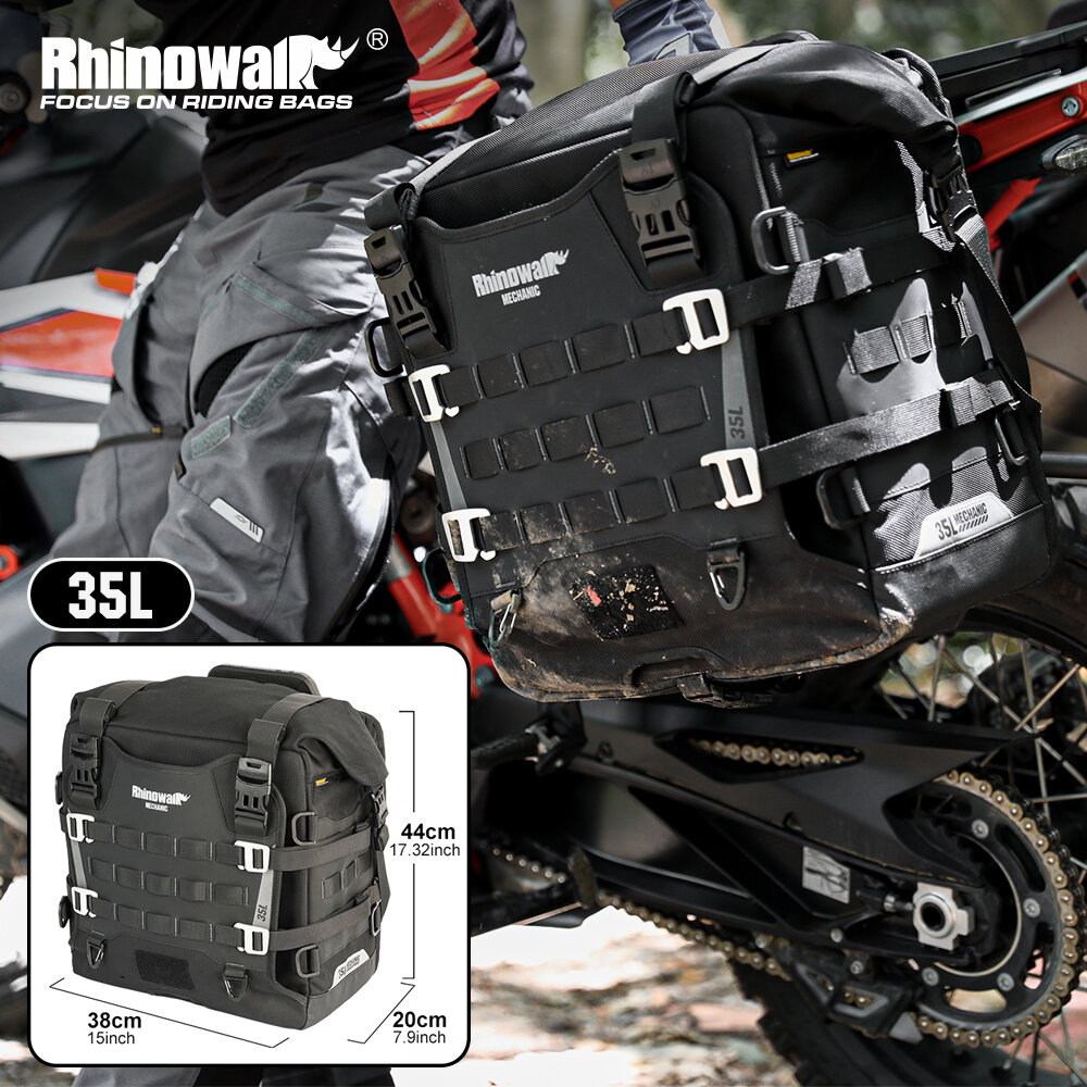 Rhinowalk Motorcycle Saddle Bag 35L Large Capacity Waterproof Quick Release Wear-Resistant Pe Support Board Package Three-Dimensional Shape Anti-Theft Design (Lock Not Included) Molle Expansion System Plenty Of Storage Compartments Travel Bag ราคา 768 บาท*ส่งฟรี
