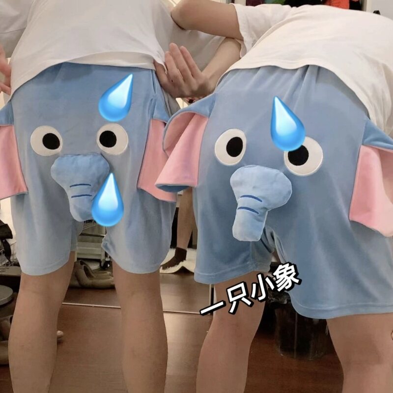 2023 Cute Funny Shorts For Men Women Cartoon Elephant Fish Pajamas