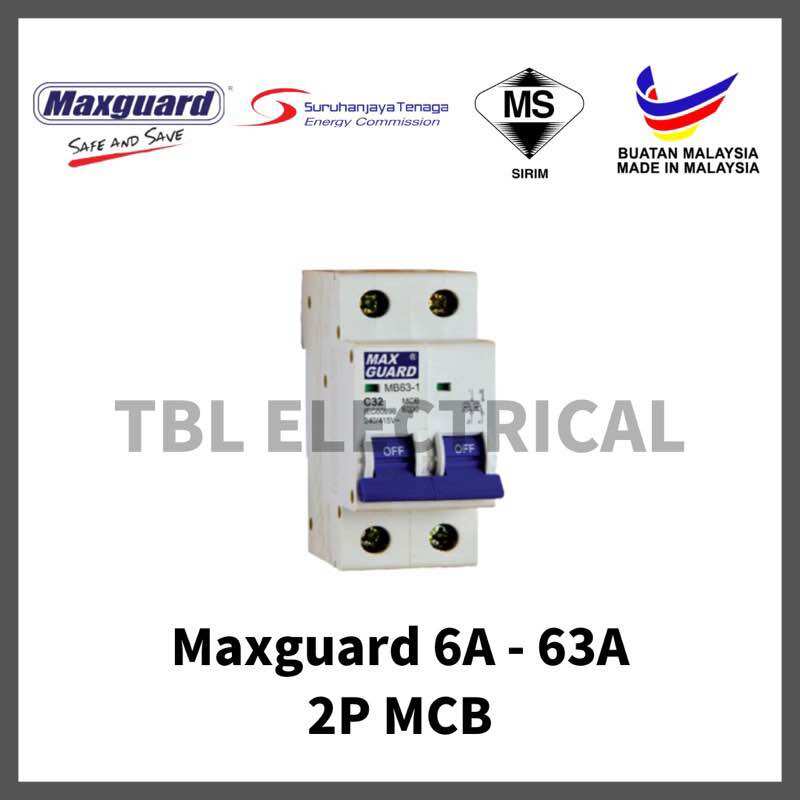 Maxguard 1 POLE , 2 POLE , 3 POLE MCB 6A 10A 16A 20A 32A SIRIM APPROVED ...