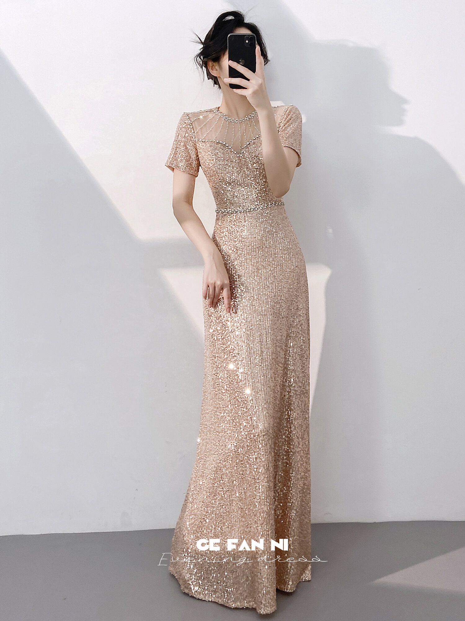 Rose Gold Sequin Evening Gown - Bridesmaid, Prom, Elegance, High Waist,  Vintage Mesh | Lazada Malaysia