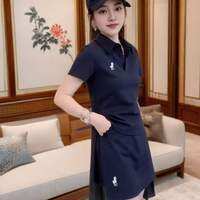 Tagkita | Fashionable Polo Neck Embroidered Short Sleeve T-Shirt And High Waist Shorts Two Piece Set 