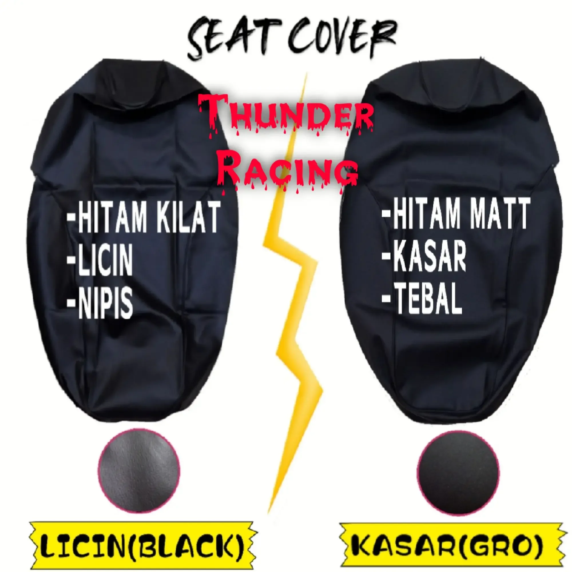 SEAT COVER EX5 KRISS CUSHION KULIT SARUNG MOTOR LICIN KASAR GETAH BK GRO WL