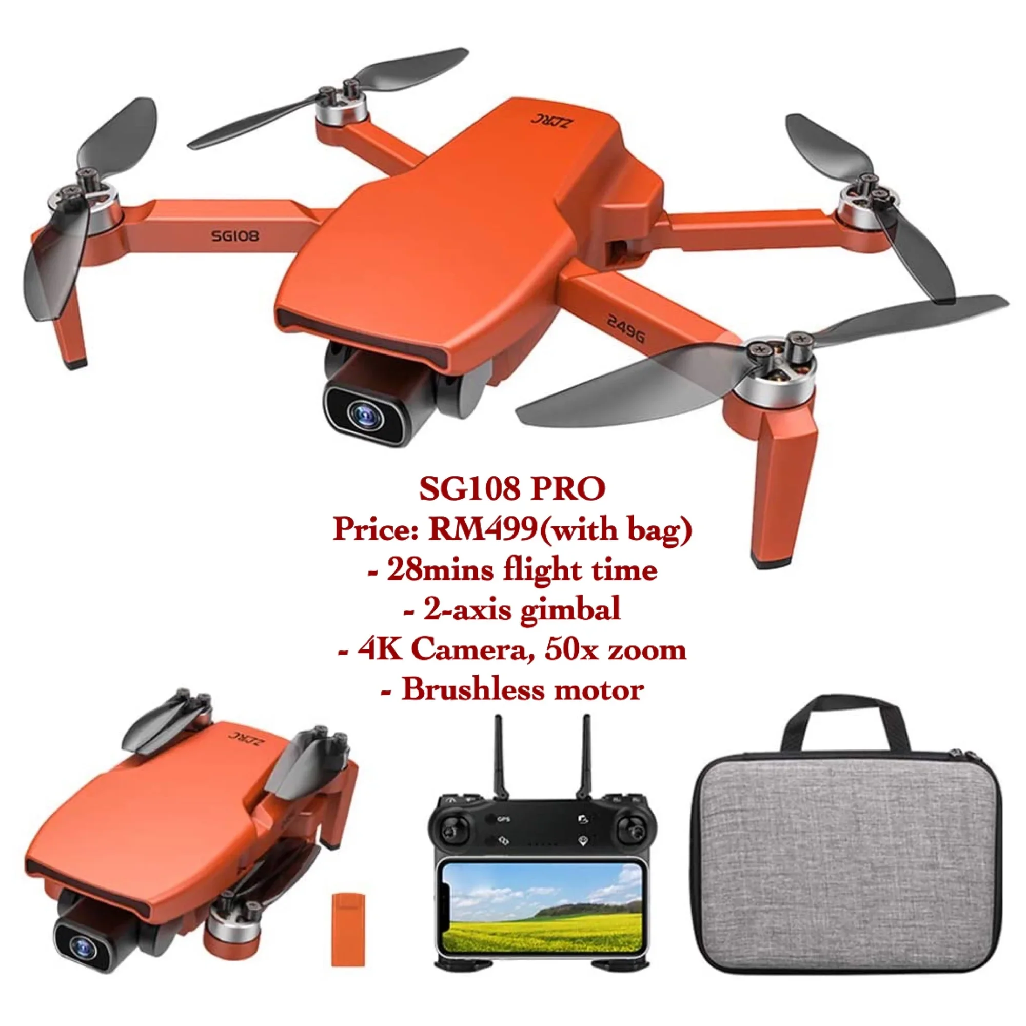 SG108 PRO GPS Brushless 2-axis Anti-shake Gimbal 4K HD Camera 5G Wifi FPV 28mins Quadcopter Drones