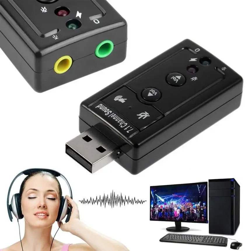 External USB Sound Card / Sound Adapter 7.1 Channel Virtual Audio Sound