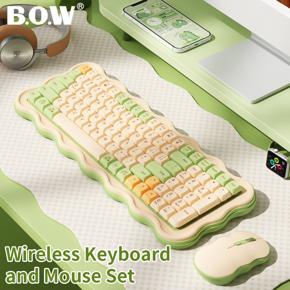 BOW MK98 Wireless Keyboard and Mouse Set Colorful Ergonomic Keyboards ...