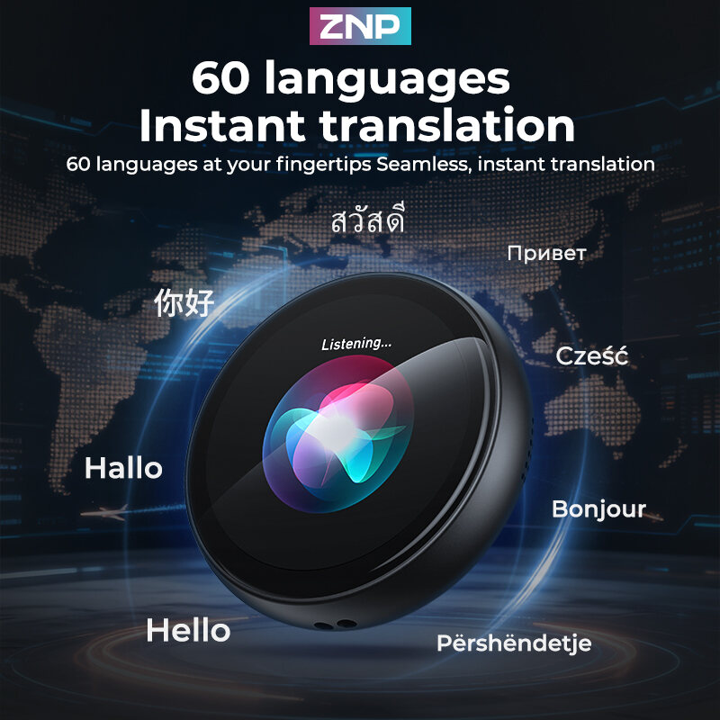 ZNP Z01 AI Companion Device - 60-Language Instant Translator Gadget AI Conversation Portable Wearable, Privacy-First, Multi-Scene Gift A Necklace
