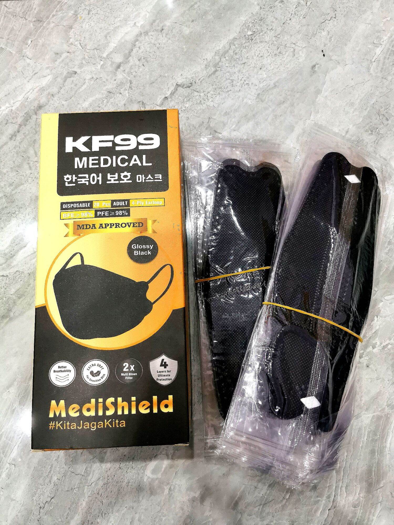 MEDISHIELD KF99 FACE MASK BLACK/WHITE 20pcs/BOX | Lazada