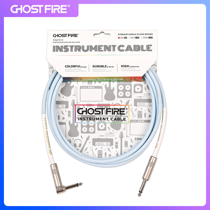 GHOSTFIRE 10-Feet Angled Instrument Cable High Performance Cable for Electric Guitar, Bass Guitar, and Pro Audio ราคา 595 บาท*ส่งฟรี