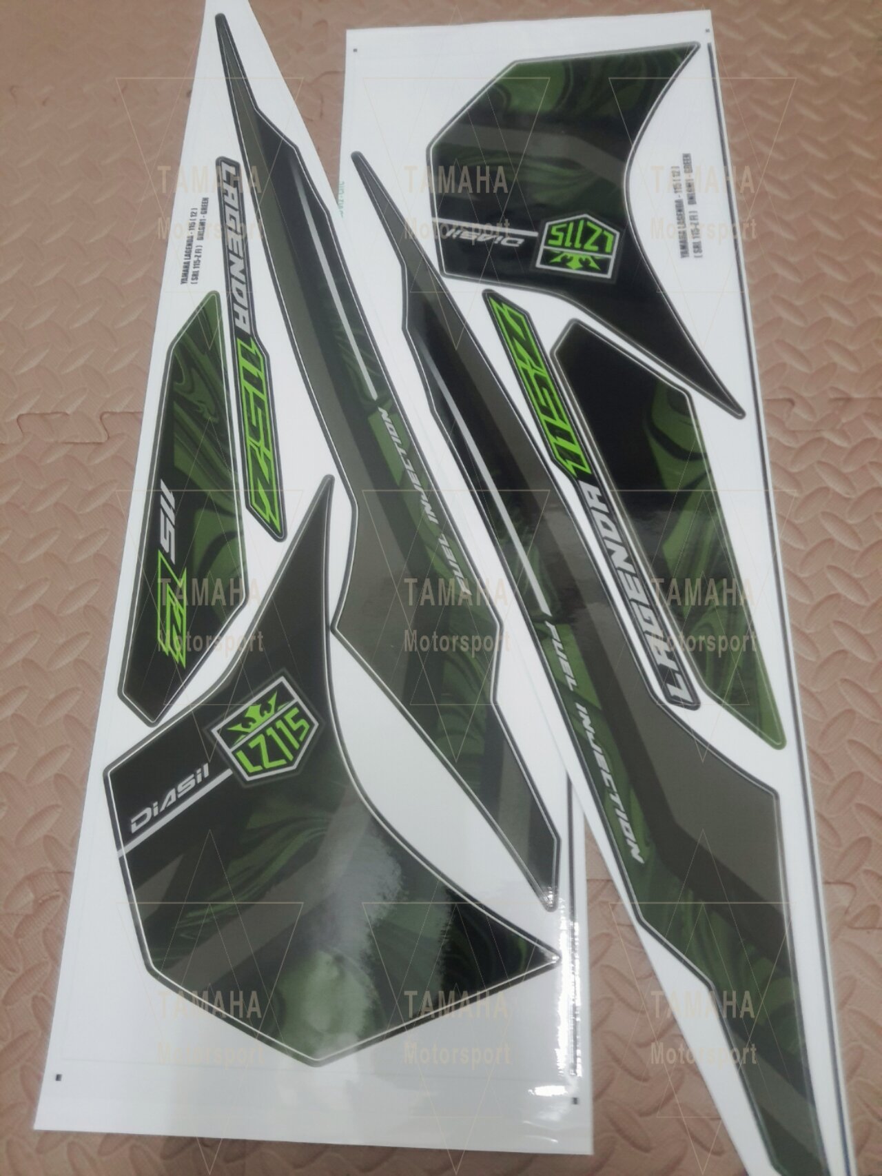 Yamaha Lagenda SRL 115 Fi Body Cover Stripe sticker hijau lumut ...