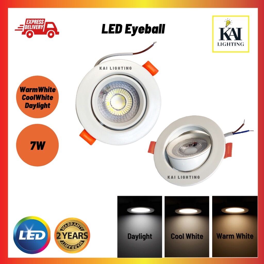 [2 Years Warranty] 7W LED Recessed Eyeball Spotlight Round LED ...