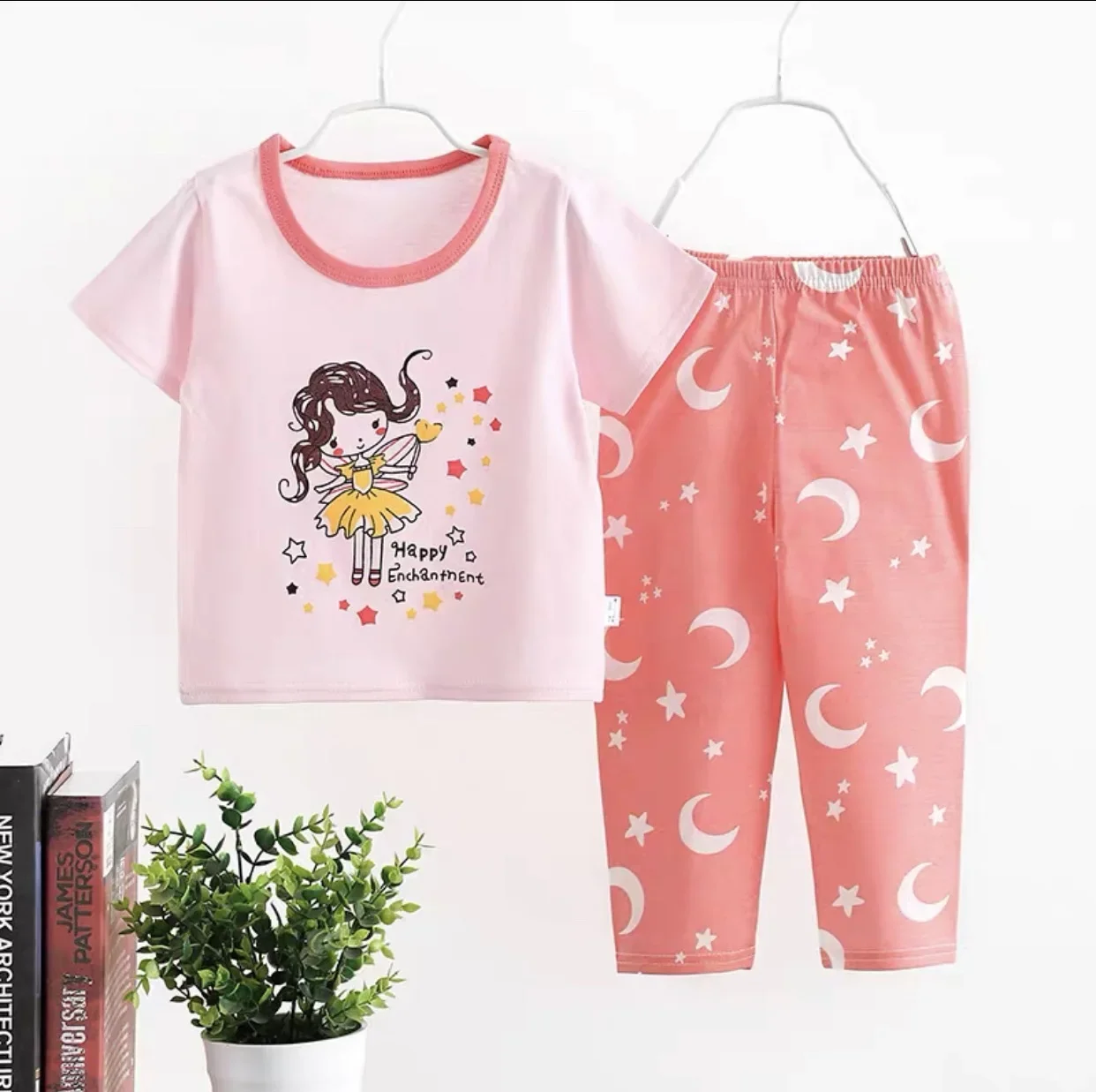 Baby girl short sleeve long pant pajamas sleepwear