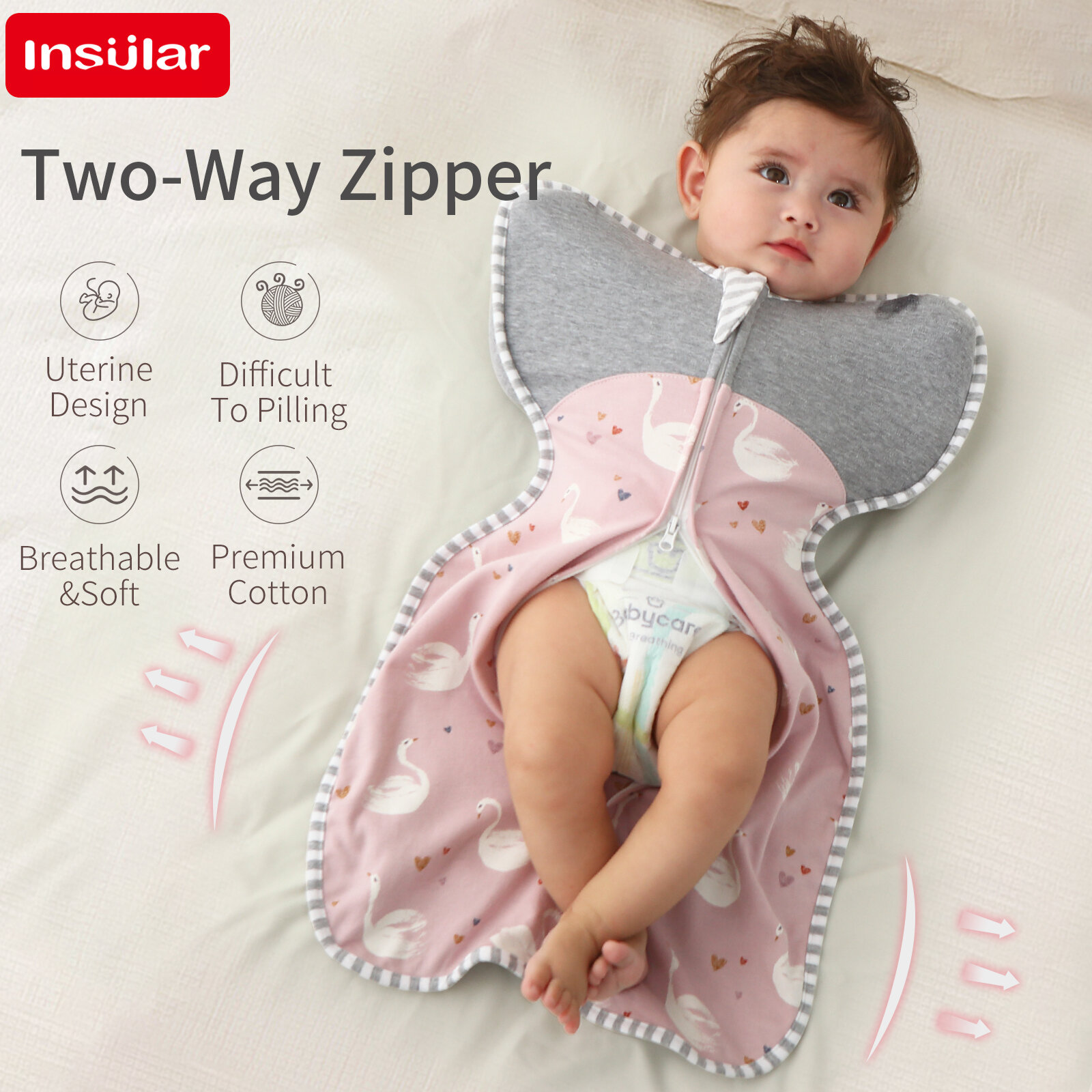 Insular Newborn Sleeping Bags For 0-1Y Anti-shock Baby Anti-kick Sleepsack 100% Cotton Breathable Infant Sleepwear Convenient 4 Seasons ราคา  194 บาท*ส่งฟรี