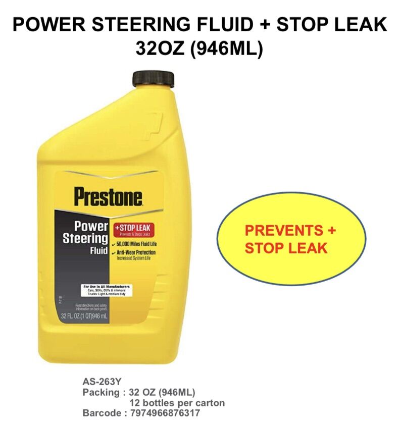 Prestone Power Steering Fluid Plus Stop Leak, 32 oz (1 Quarts) 