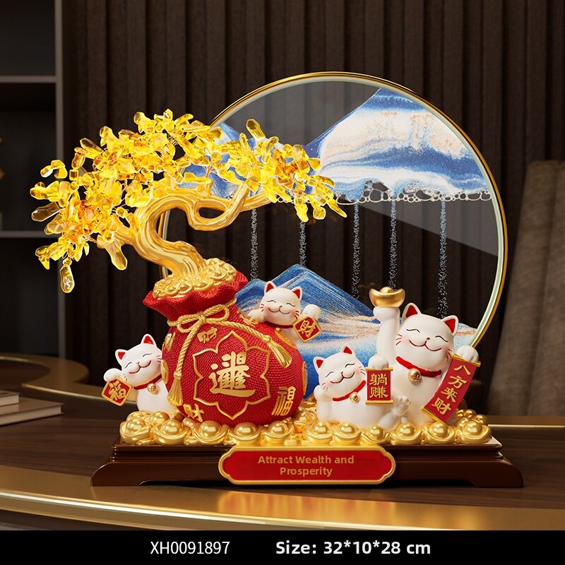 Kisstyle | Decorative Flowing Sand Maneki Neko Ornament