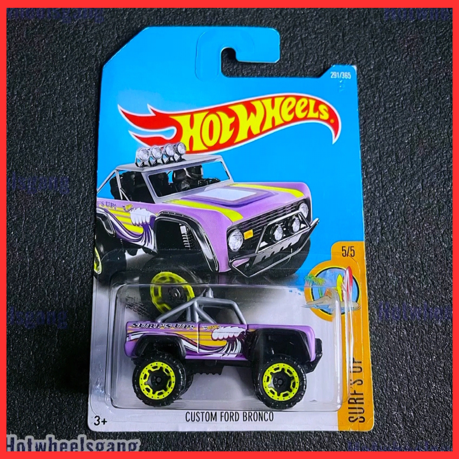 Hot Wheel Ford Bronco Custom 1977 Purple Model 2017 Surf's Up