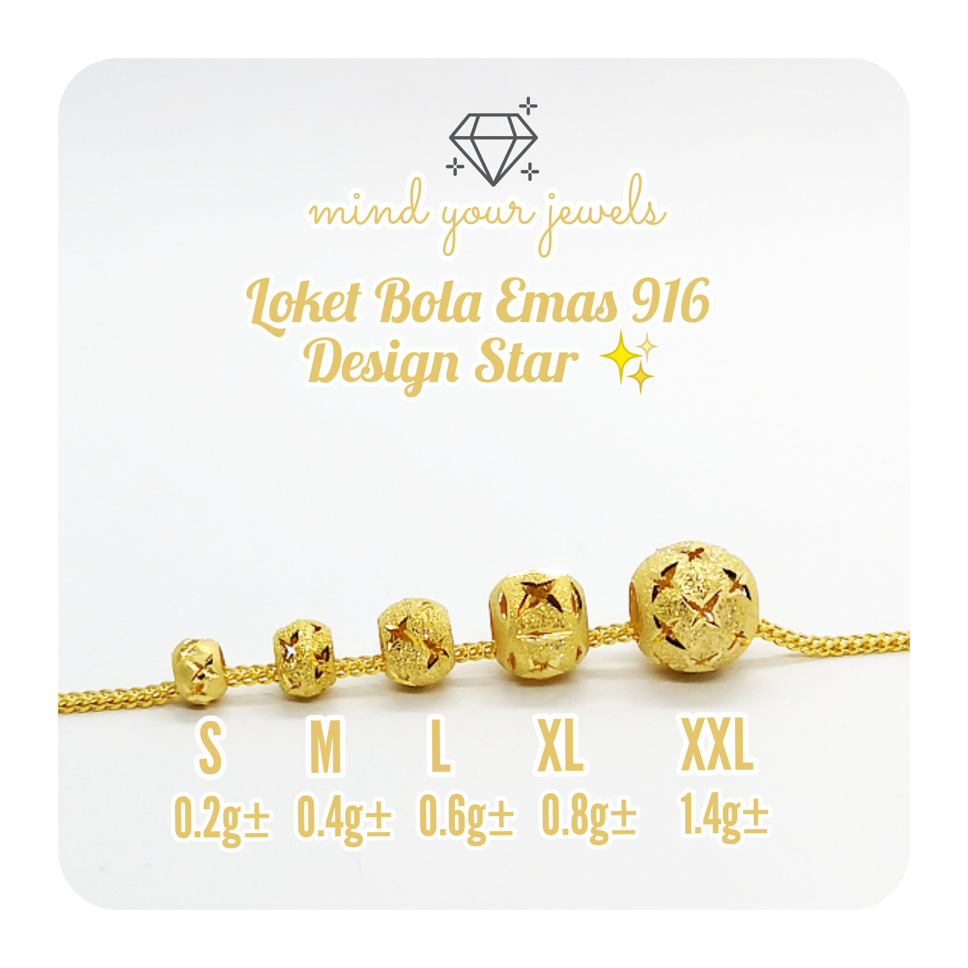 Loket Bead Pandora Emas BOLA L Size Emas 916 Loket Bajet Masdora