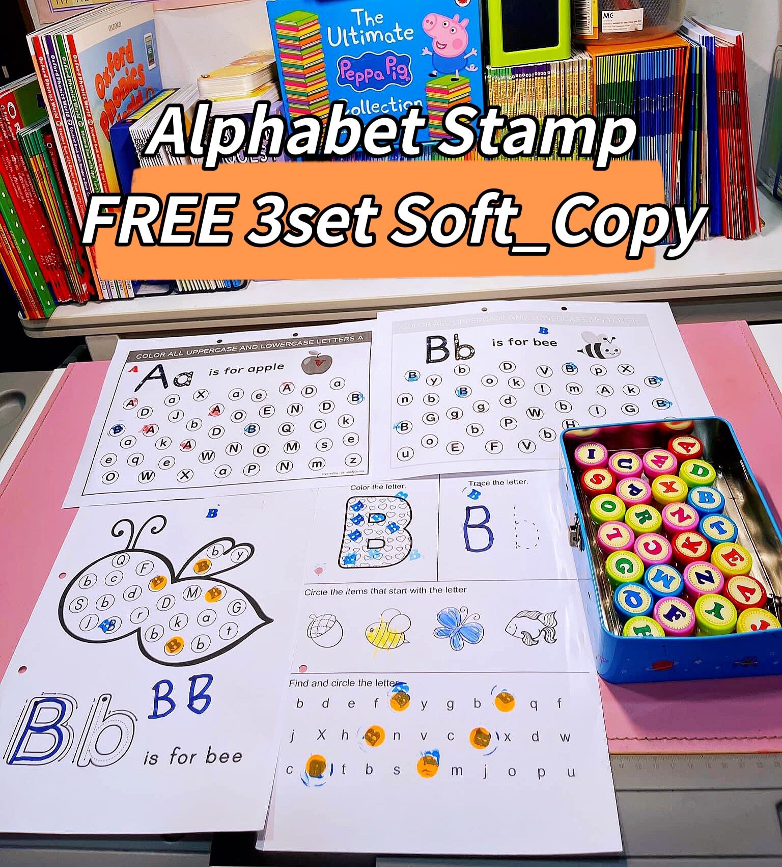 Alphabet Stamp Set For Kids. 26 Pcs Rubber Ink Washable Stampers Seal For  Kids