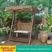 JILAIYAO | Garden Indoor Outdoor Swing Wrought Iron Single or Double Use Chair Canvas Top