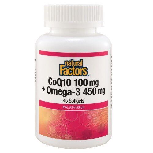 NATURAL FACTORS COENZYME Q10 100MG + OMEGA 3 450MG 45S Lazada
