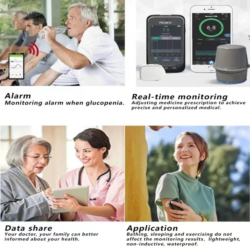 Freestyle Libre Aidex Dynamic Blood Glucose Monitoring CGMS 24h Realtime Monitor Scan Free Multilingual System Remote Monitoring. 
