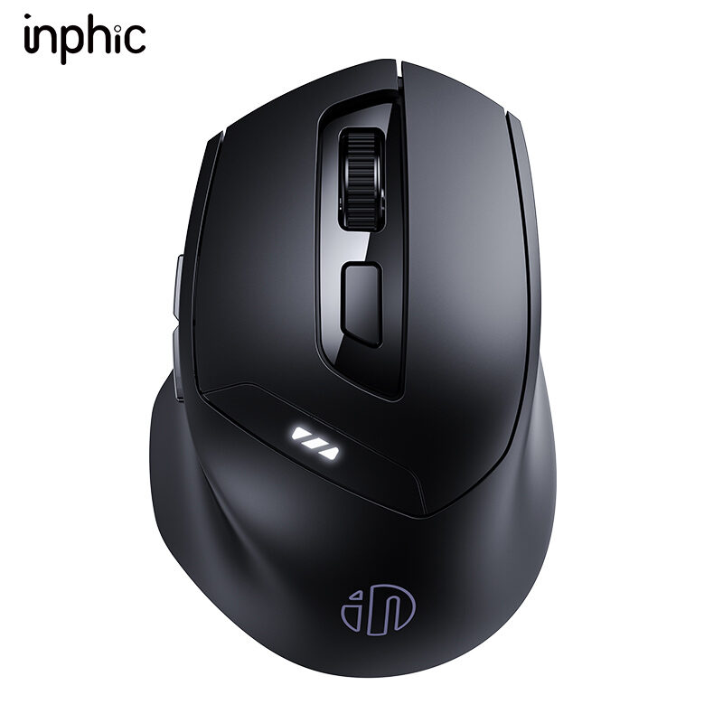 INPHIC DR01 Bluetooth Mouse Rechargeable 2.4G Wireless Mouse Silent Tri-mode (Bluetooth 5.0/4.0+USB) Multi-Device Connection, Ergonomic Mouse for iPad Laptop Desktop Mac Android Windows