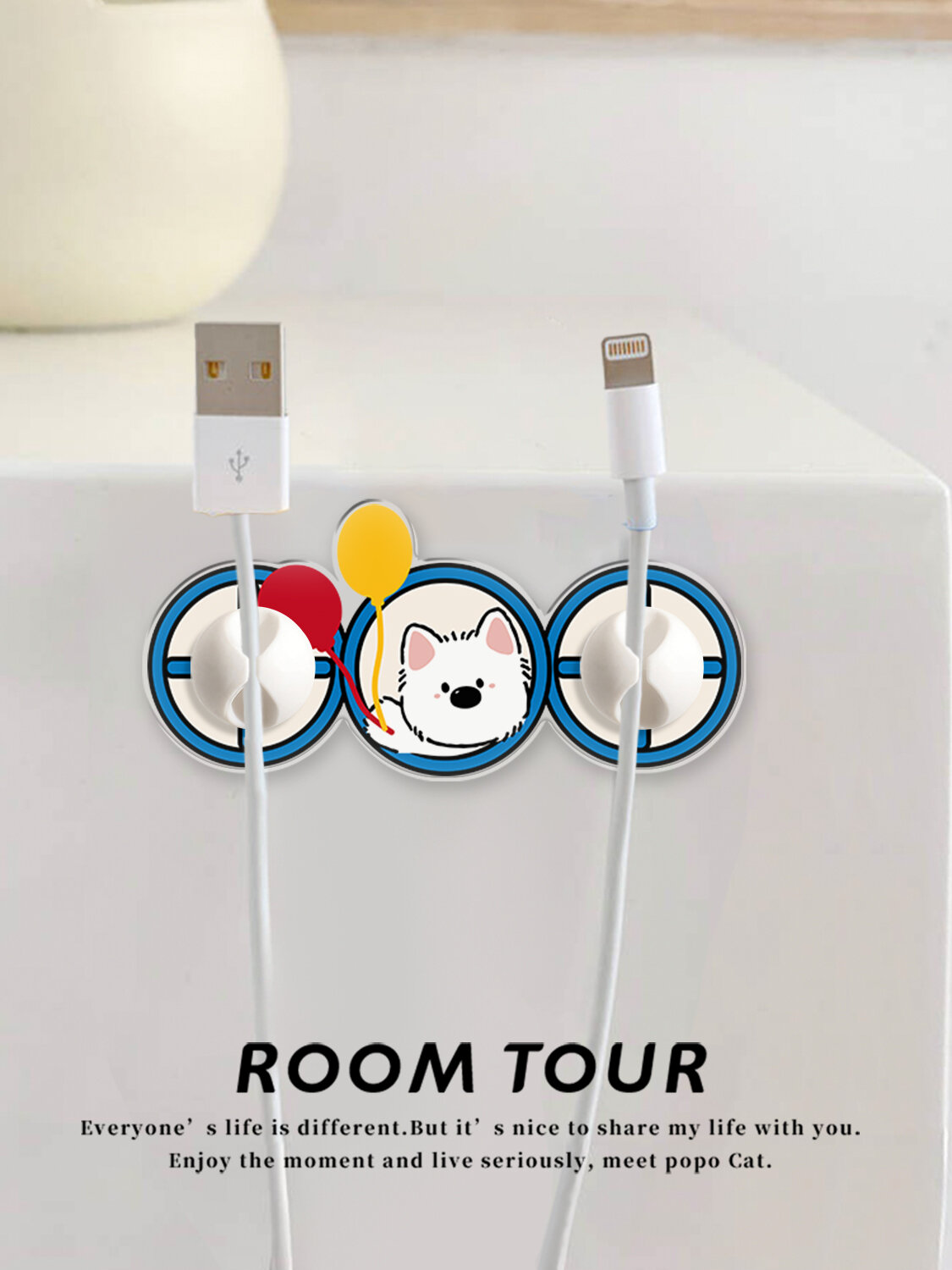 Window Opening Dog Data Cable Organizer Wall Mounted Mobile Phone Charging Cable Fixer Bedside Power Cable Storage Clip Harga  22 Ringgit*Penghantaran Percuma