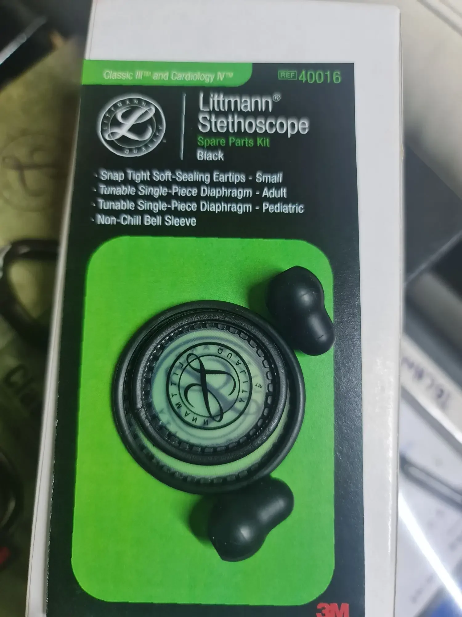 3M Littmann Stethoscope Spare Parts Kit, Classic III Black, 40016