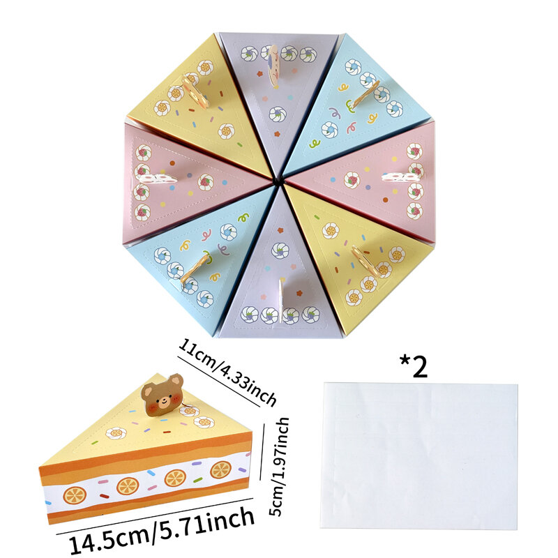 Cute Triangle Cake Blind Box Cartoon Creative Gift Box for Friends Surprise Present Empty Box Festive Universal Couple Gift